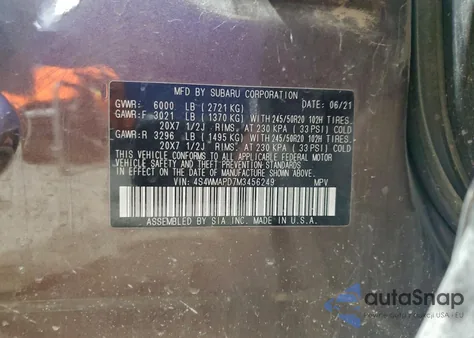 2021 Subaru Ascent Limited из США, поврежденный, VIN 4S4WMAPD7M3456249